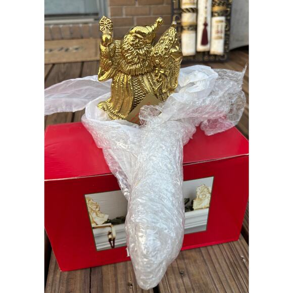 Vintage Heavy Brass Angel Christmas Holiday Stocking Long Hanger Hook ORNATE NWT - Picture 8 of 8